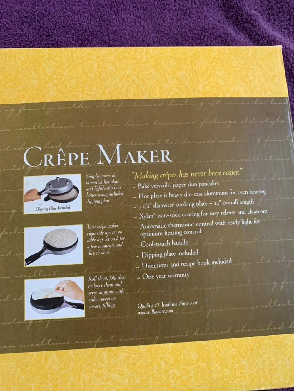 New in Box Villa Ware  Crepe Maker